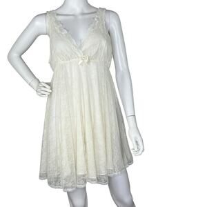 Oscar de la Renta Babydoll Slip Dress Romantic Soft Girl Coquette Ivory Sz M